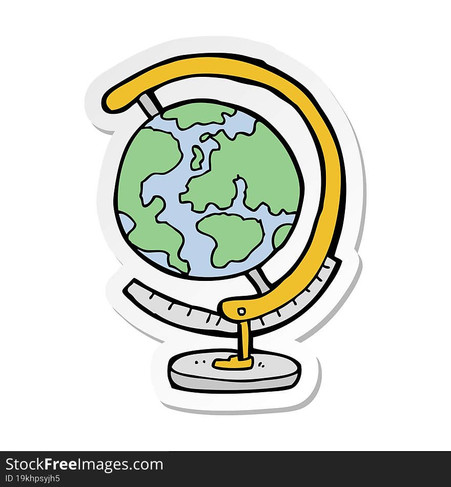 sticker of a cartoon globe