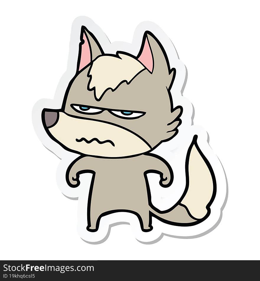 sticker of a cartoon annoyed wolf