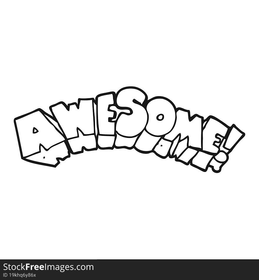 Black And White Cartoon Word Awesome