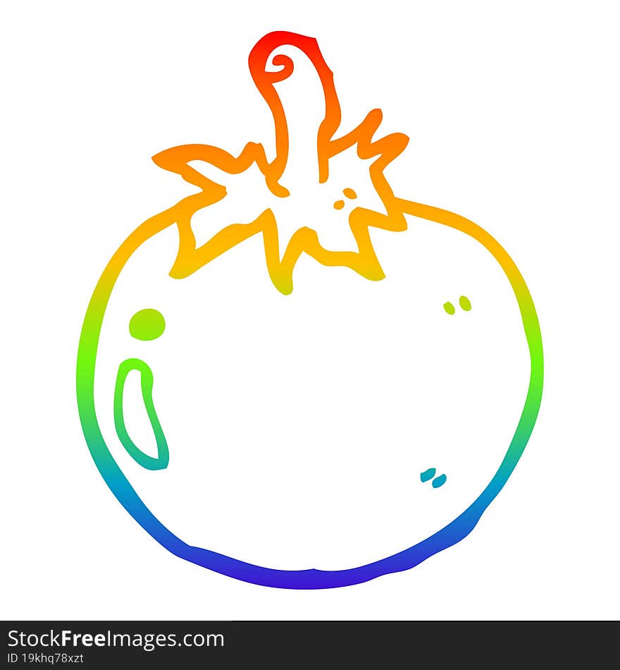 Rainbow Gradient Line Drawing Cartoon Tomato