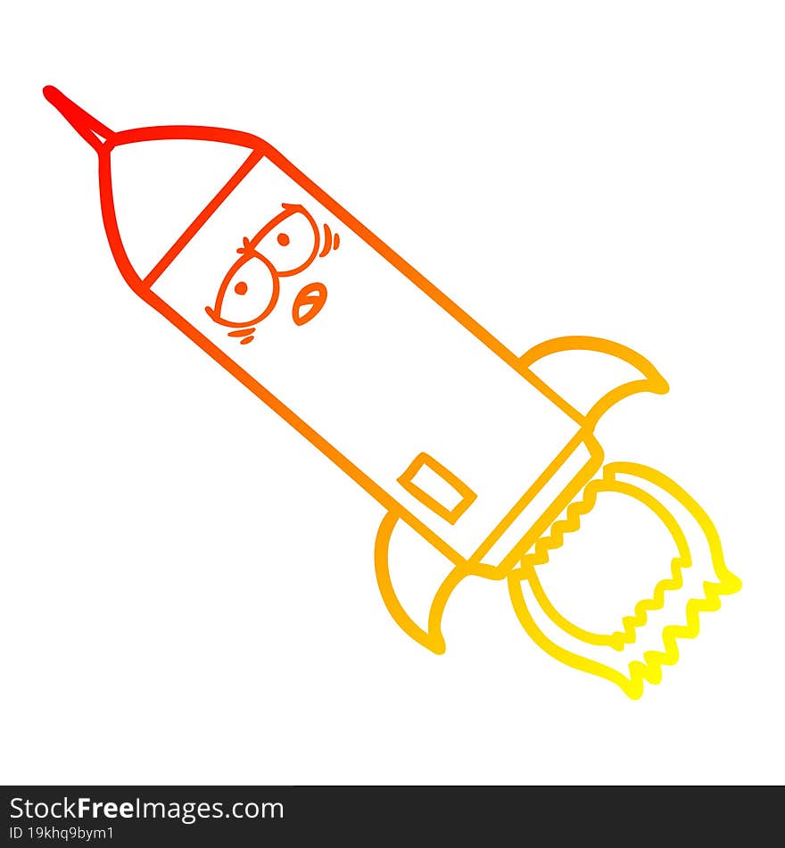 warm gradient line drawing cartoon rocket