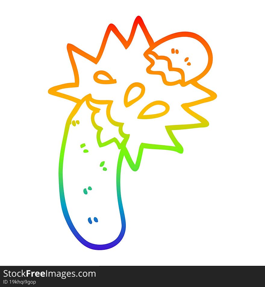 Rainbow Gradient Line Drawing Cartoon Sausage