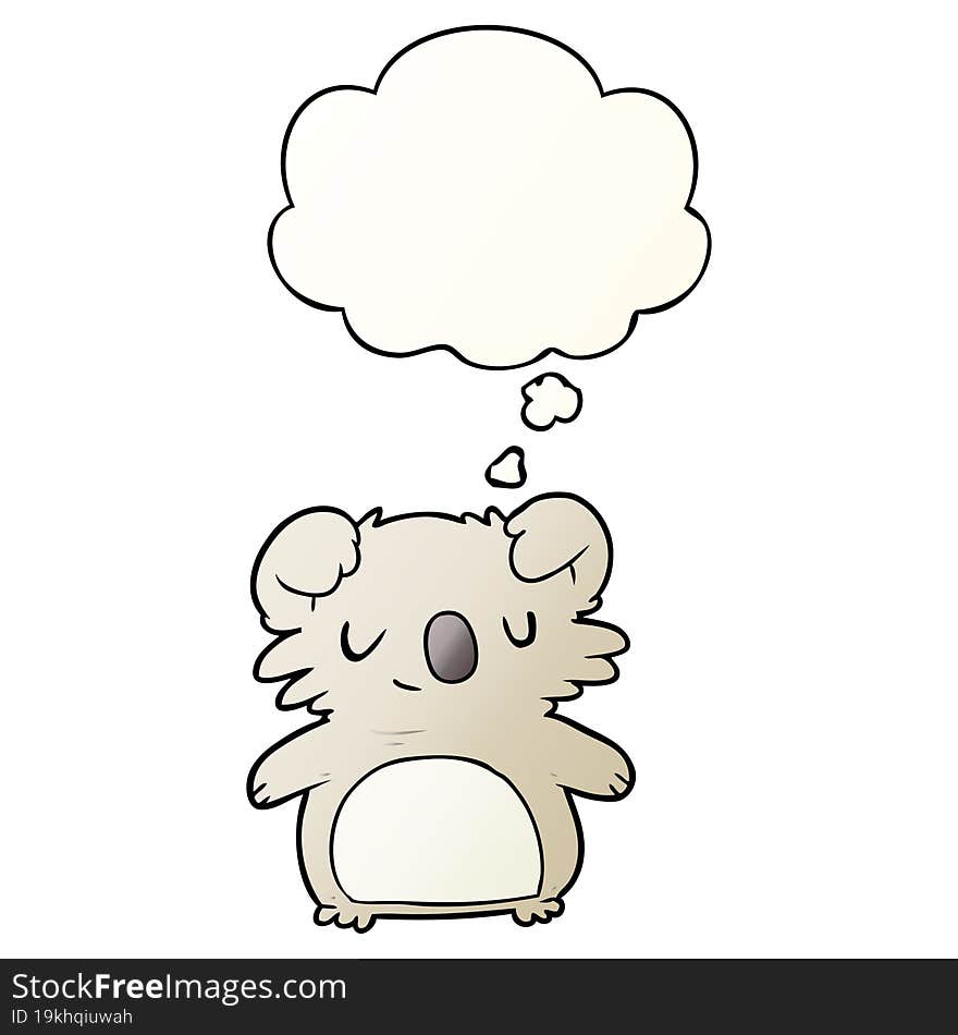 cartoon koala and thought bubble in smooth gradient style