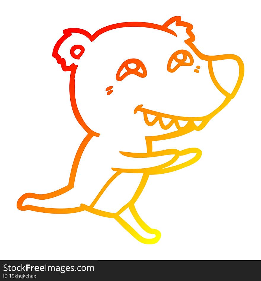 warm gradient line drawing cartoon bear running