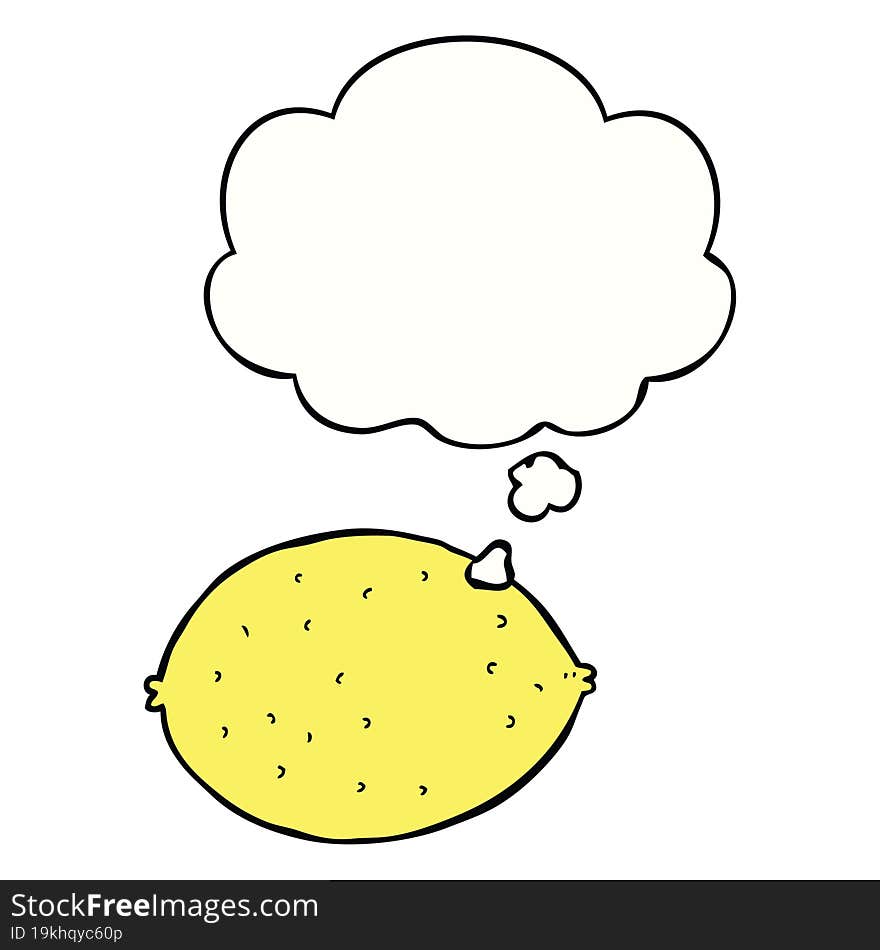 Cartoon Lemon And Thought Bubble