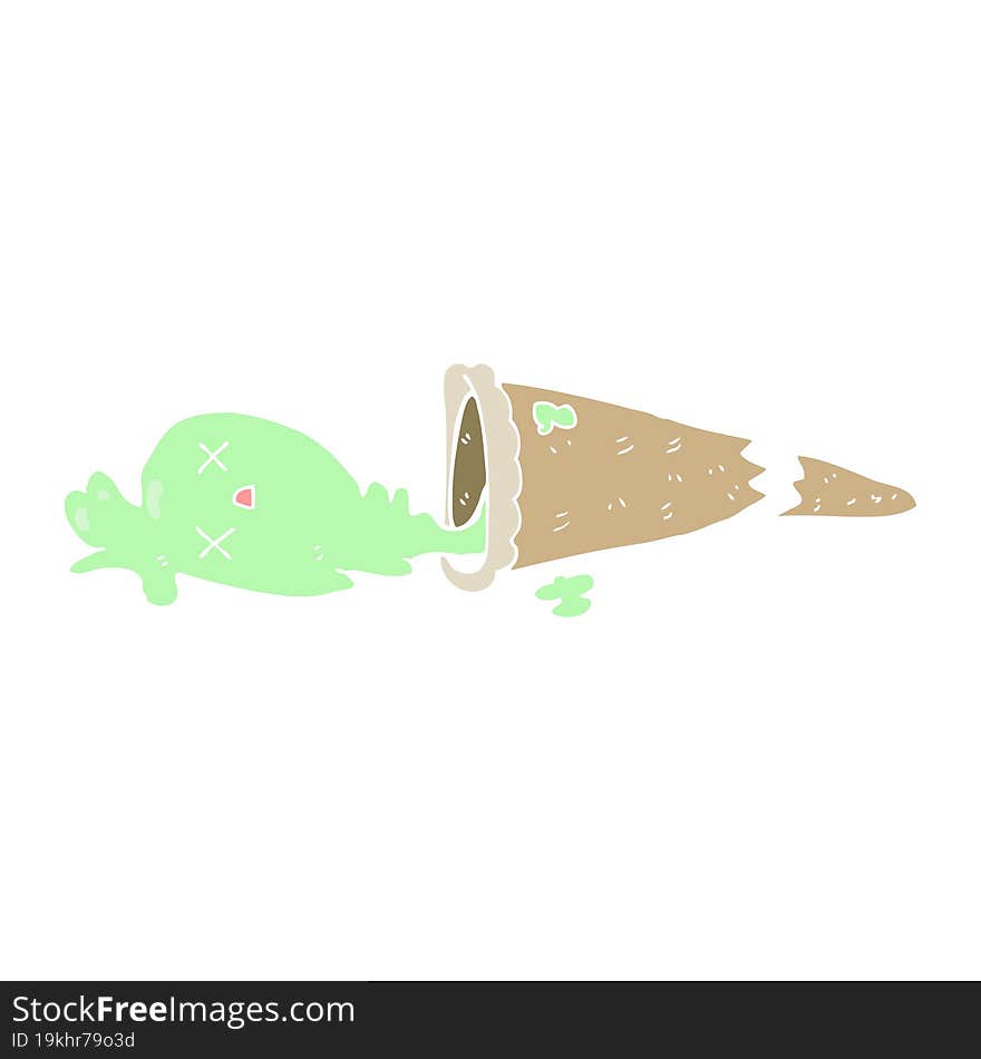 dropped flat color style cartoon ice cream