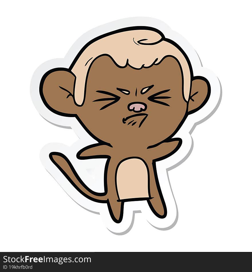 sticker of a cartoon annoyed monkey