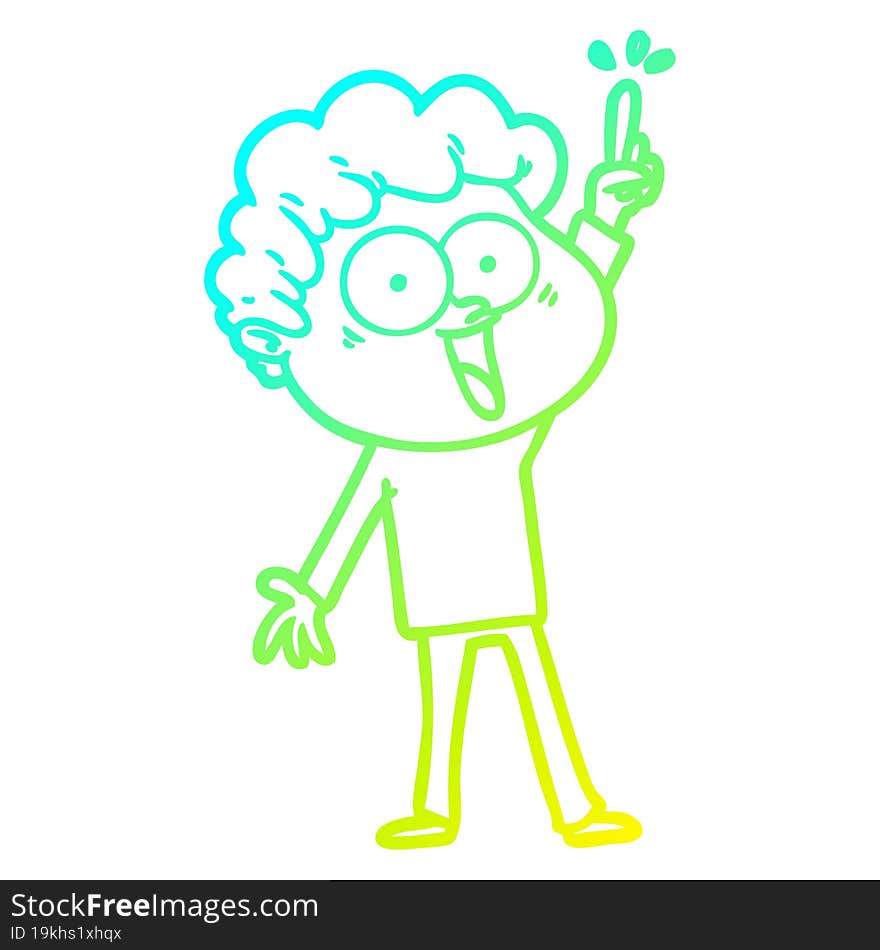 cold gradient line drawing cartoon happy man