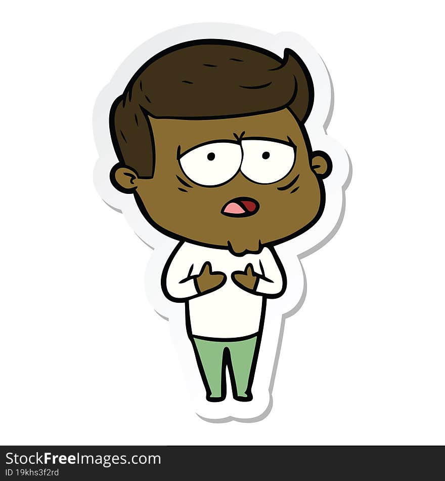 sticker of a cartoon tired man