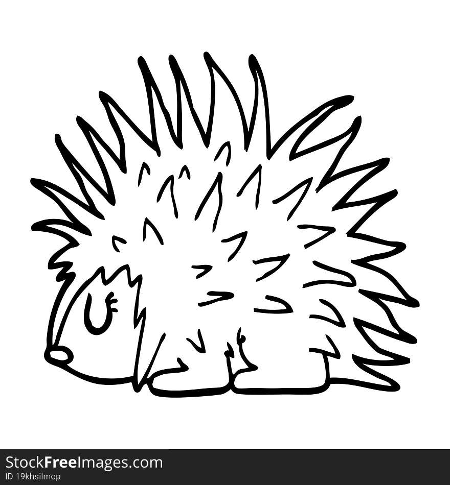 line drawing cartoon spiky hedgehog