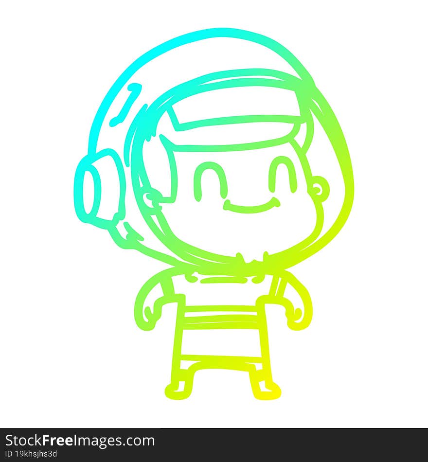 cold gradient line drawing happy cartoon astronaut man