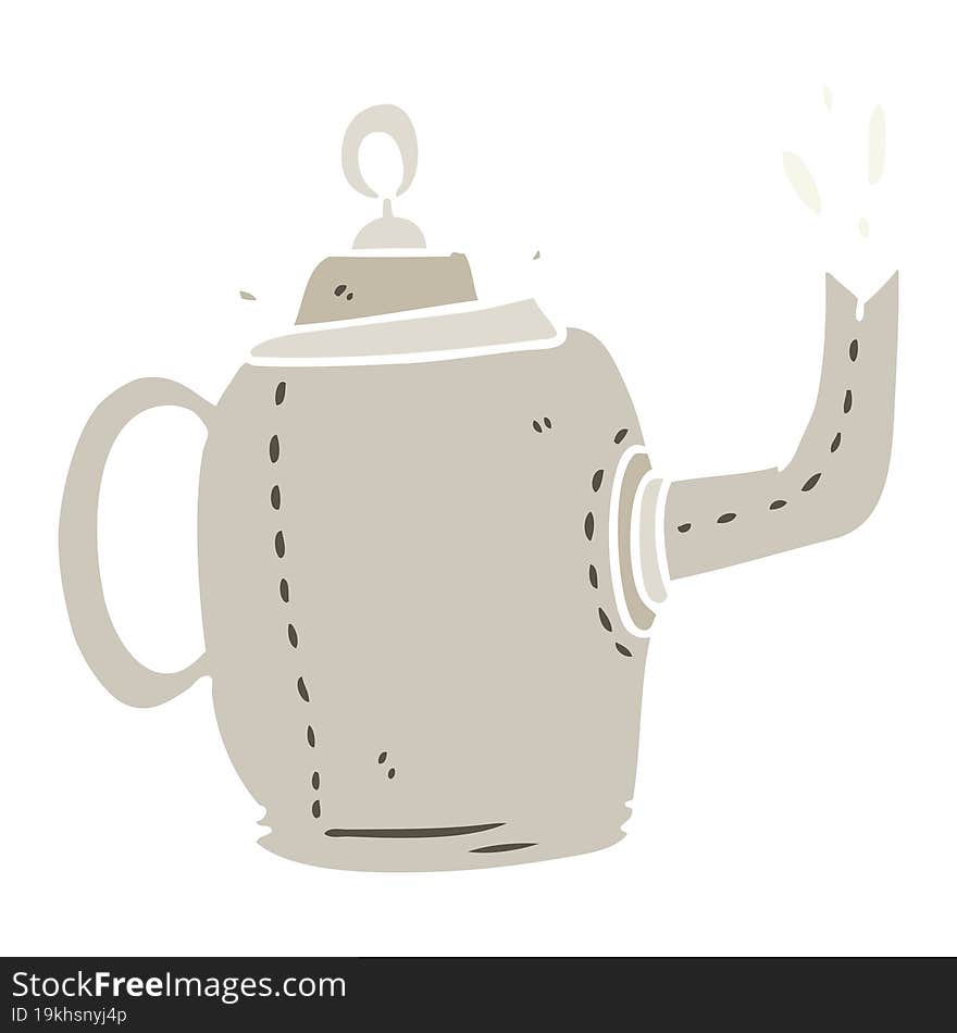 flat color style cartoon old metal kettle