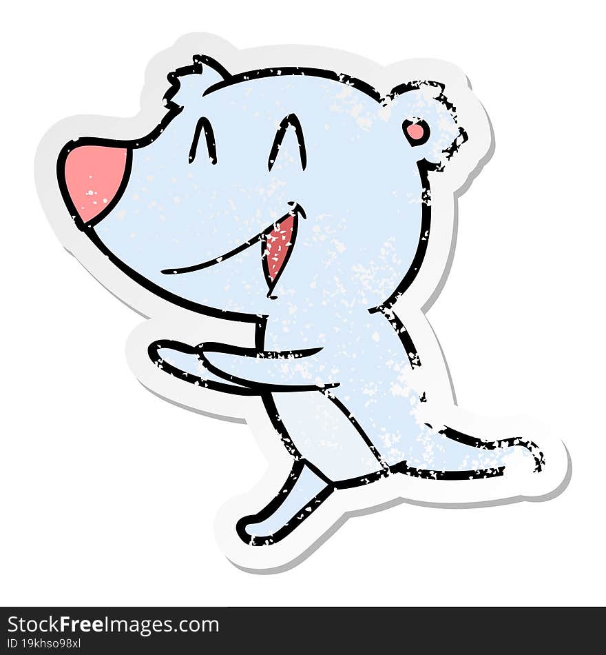 Distressed Sticker Of A Running Bear Cartoon