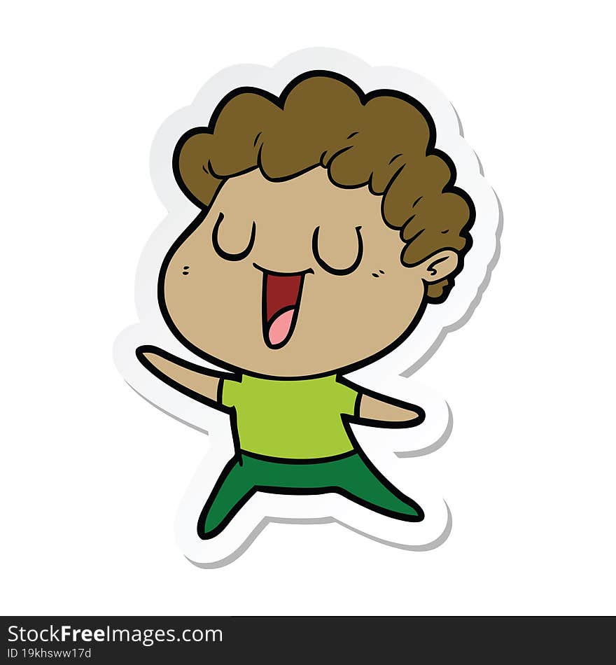 sticker of a laughing cartoon man