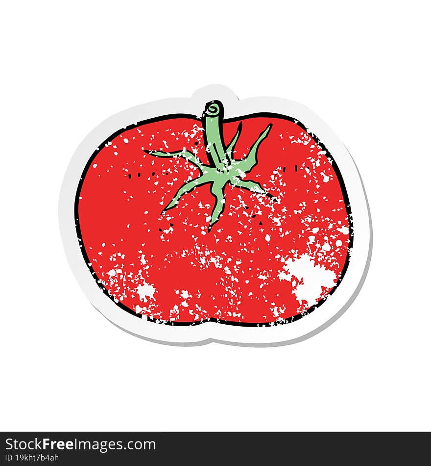 retro distressed sticker of a cartoon tomato