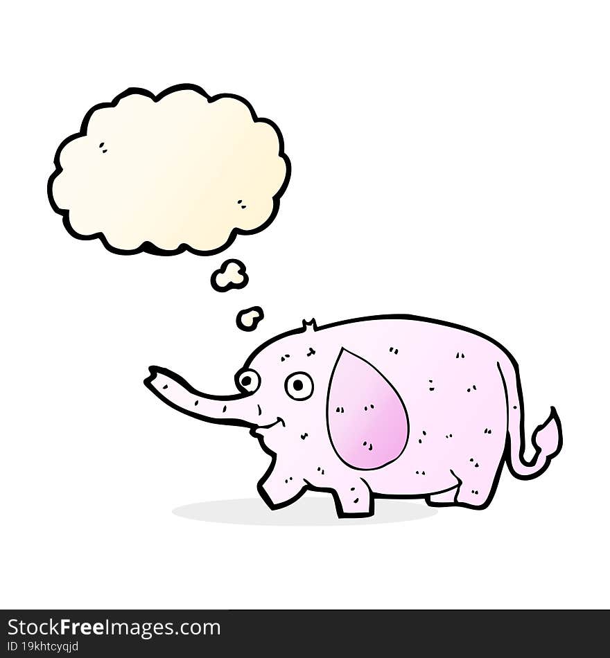 cartoon funny little elephant with thought bubble