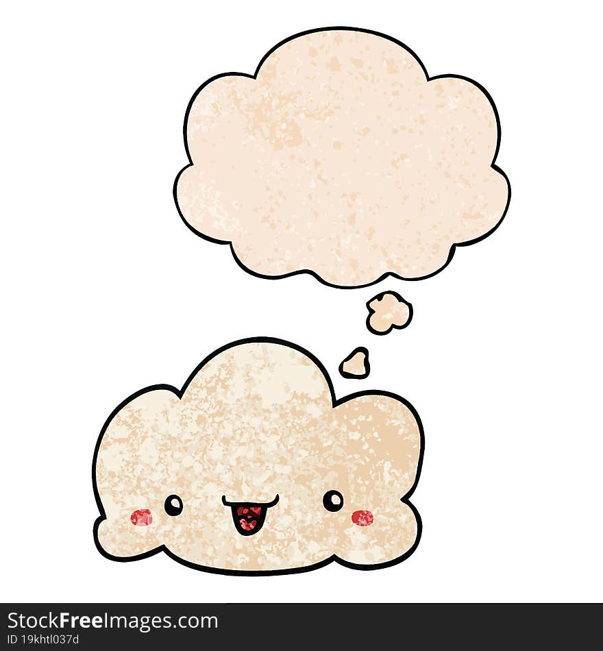 cartoon cloud and thought bubble in grunge texture pattern style