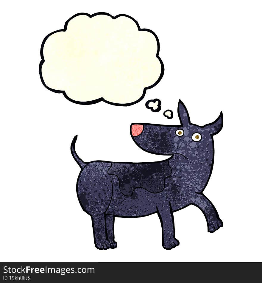 funny cartoon dog with thought bubble