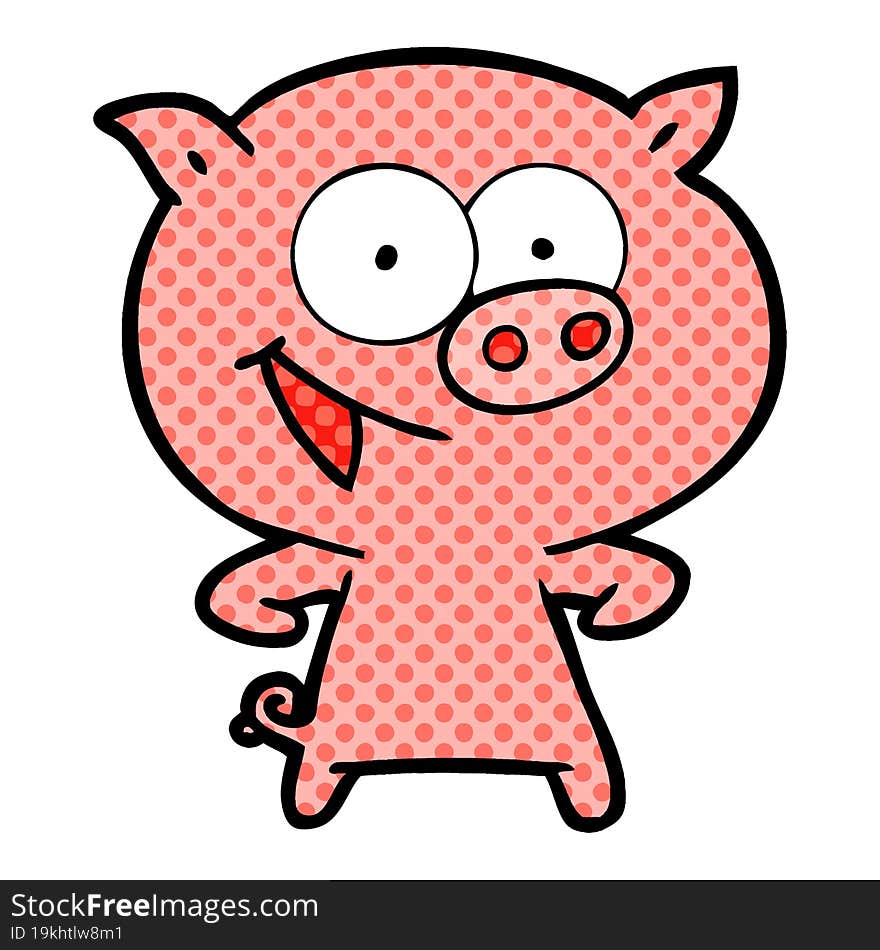 cheerful pig cartoon. cheerful pig cartoon