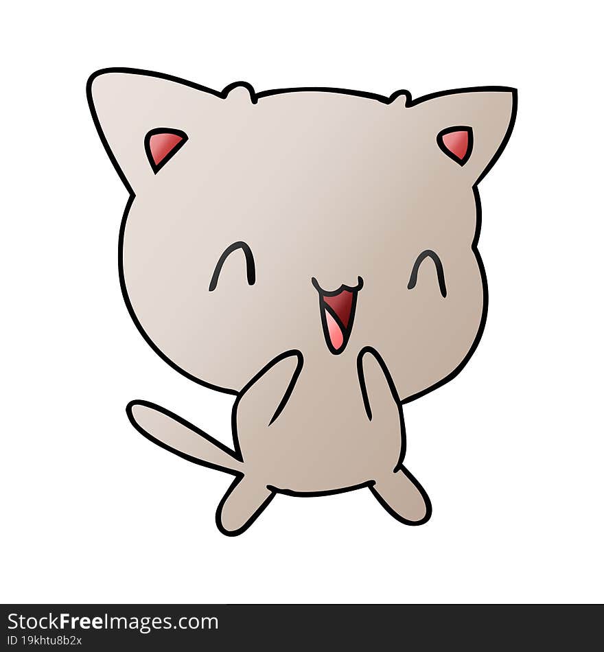 gradient cartoon of cute kawaii cat