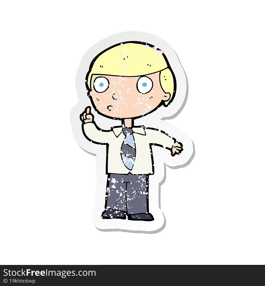 retro distressed sticker of a cartoon school boy