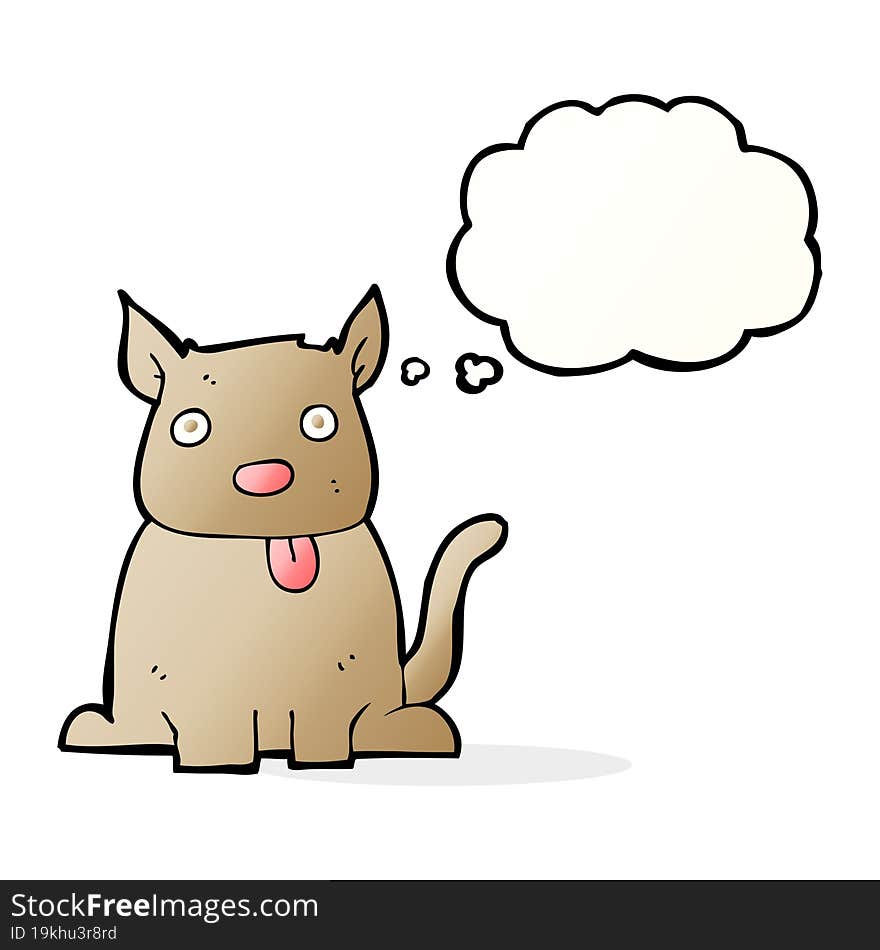 cartoon dog sticking out tongue with thought bubble