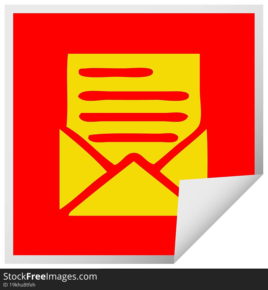 Square Peeling Sticker Cartoon Letter And Envelope