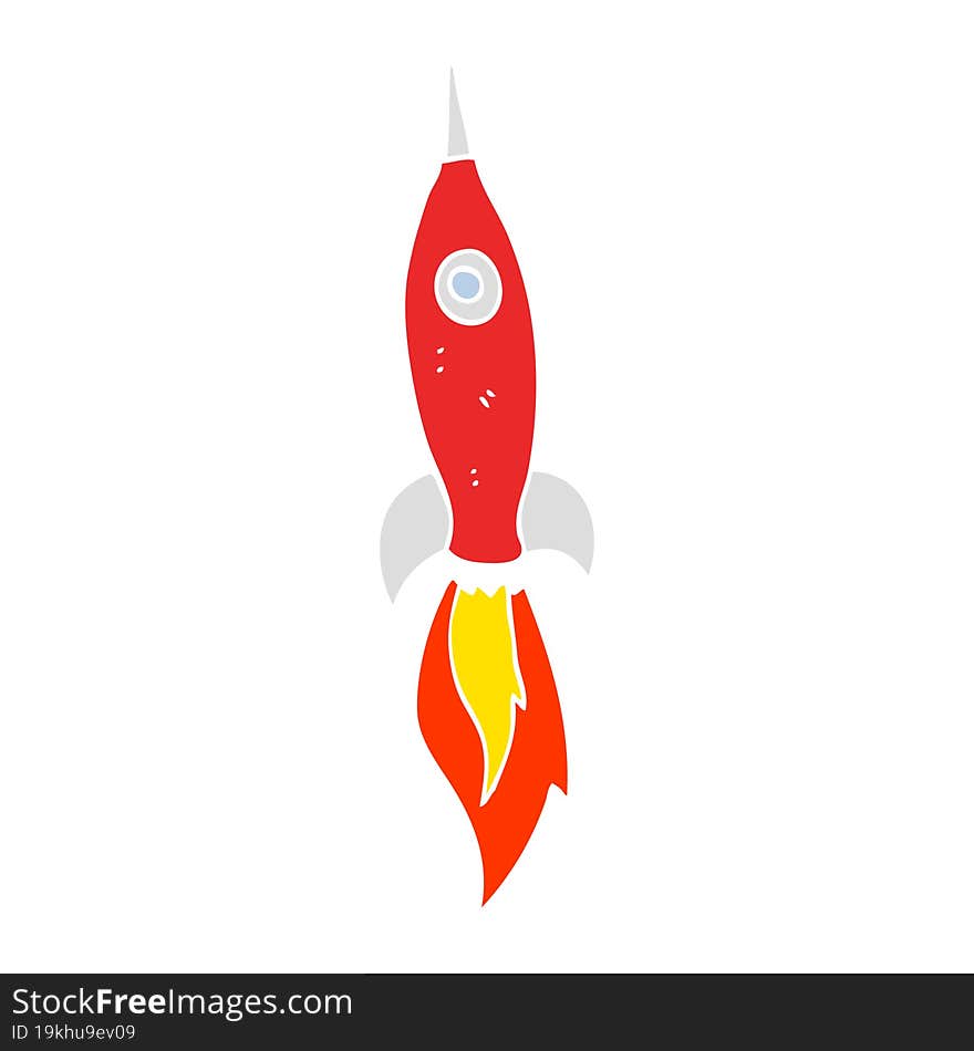 Flat Color Illustration Of A Cartoon Rocket