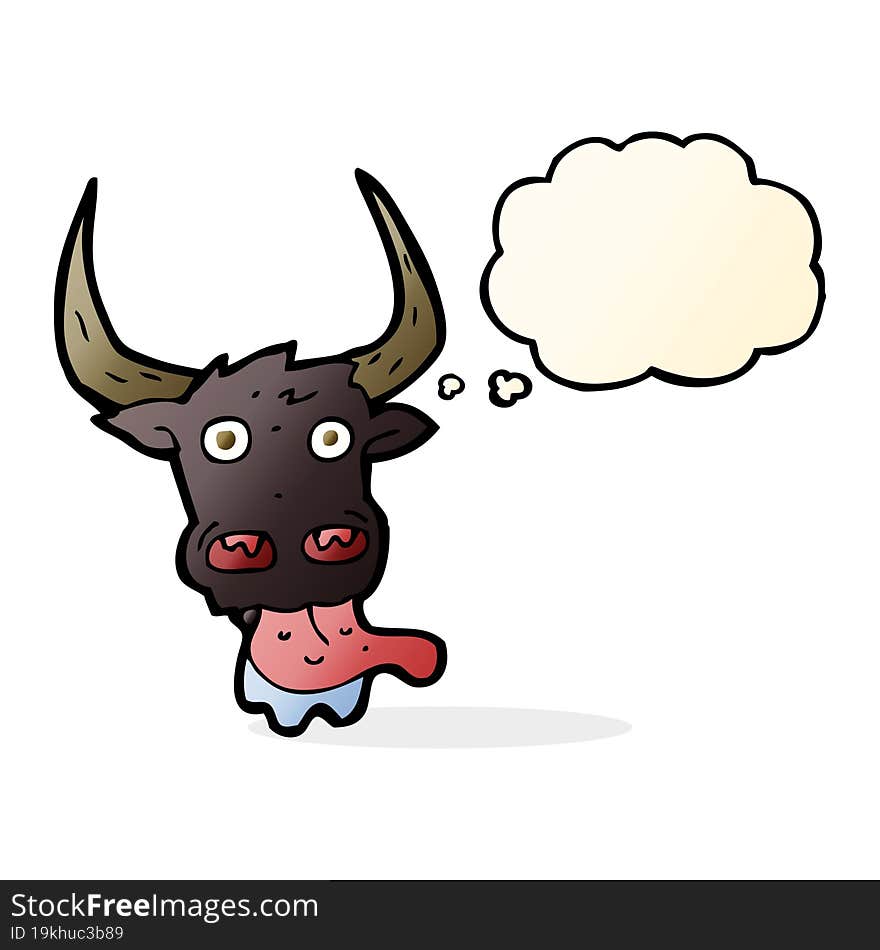 Cartoon Cow Face With Thought Bubble