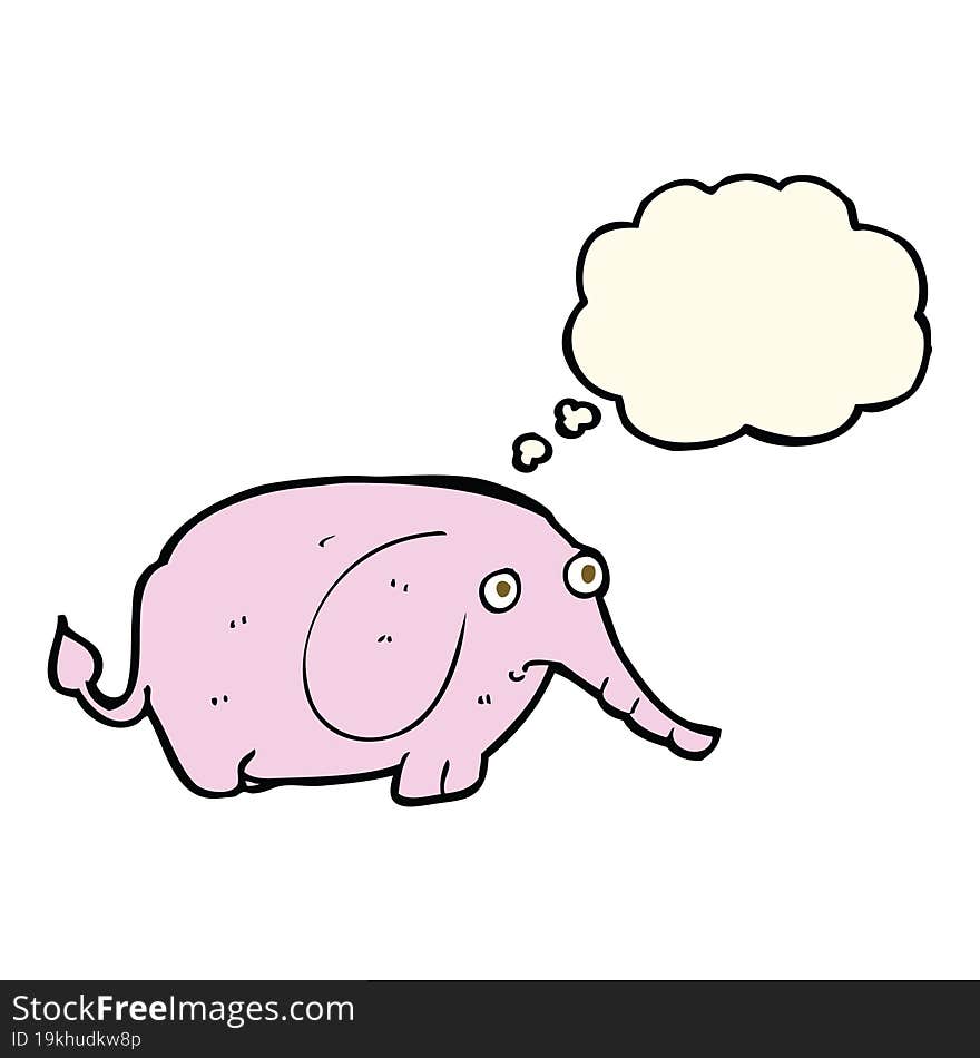 Cartoon Sad Little Elephant With Thought Bubble