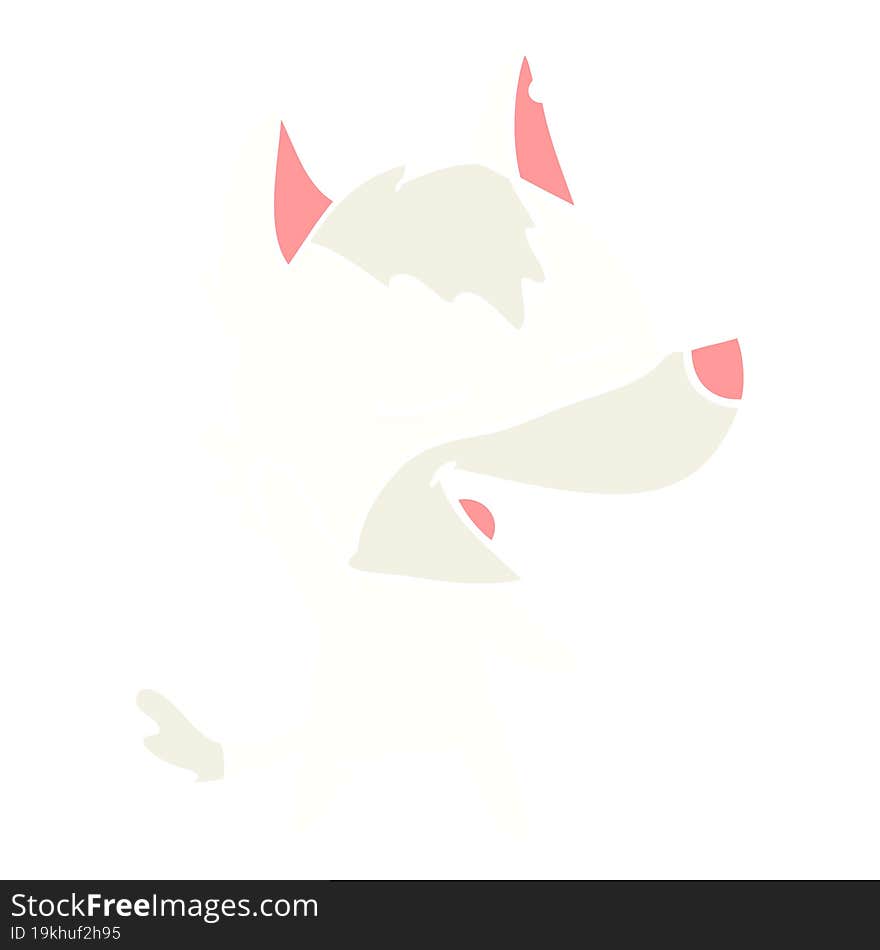 flat color style cartoon wolf laughing