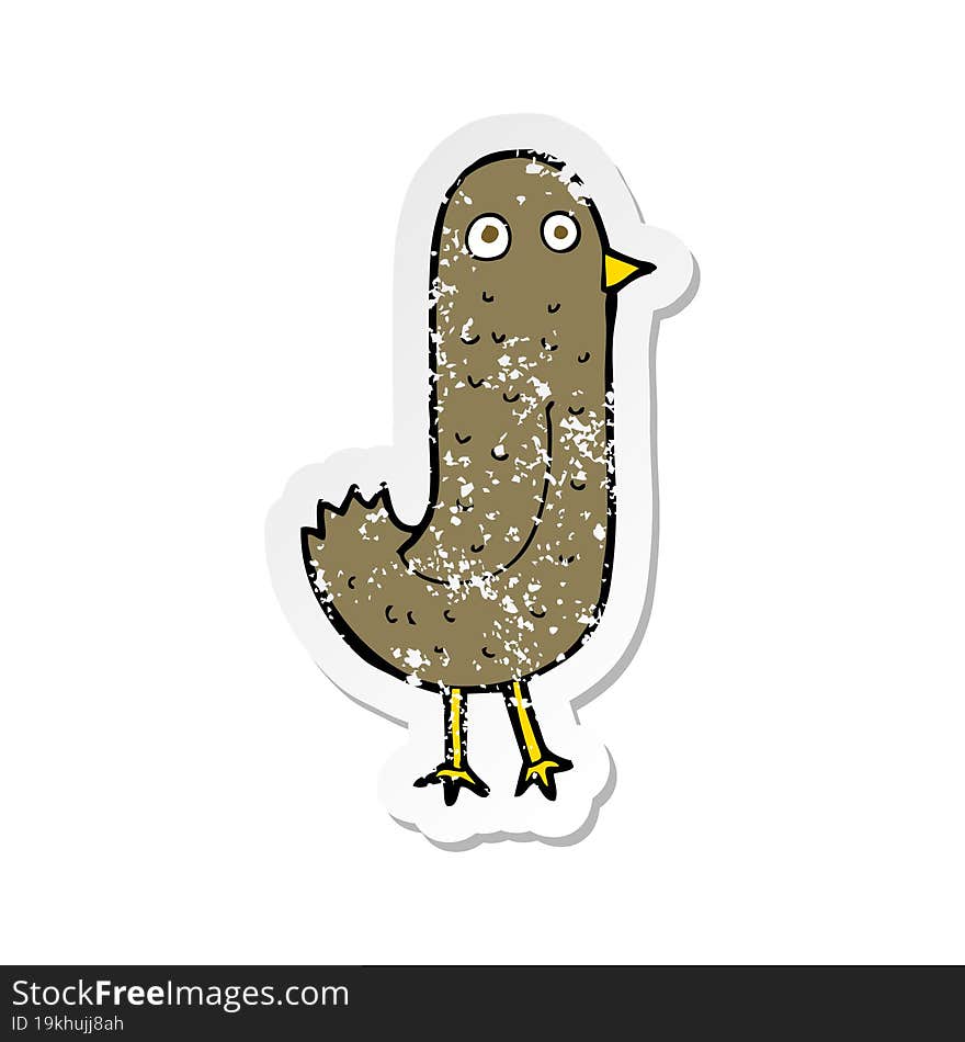 retro distressed sticker of a funny cartoon bird