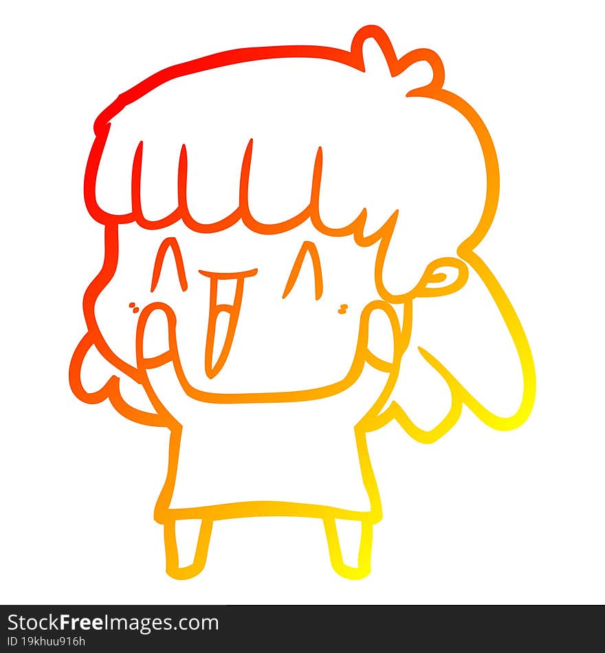 warm gradient line drawing of a cartoon woman