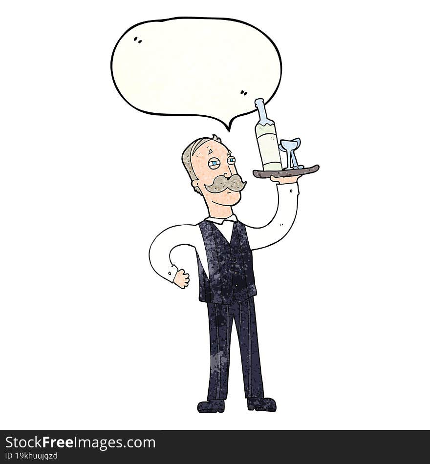 speech bubble textured cartoon waiter