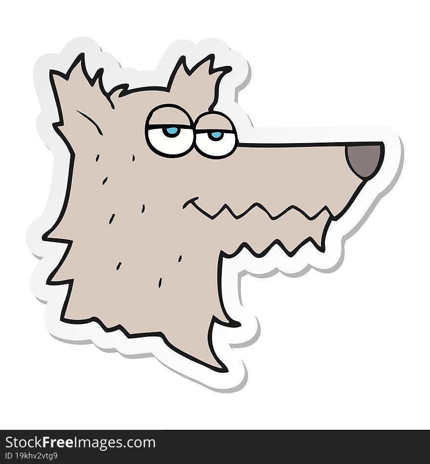 sticker of a cartoon wolf head