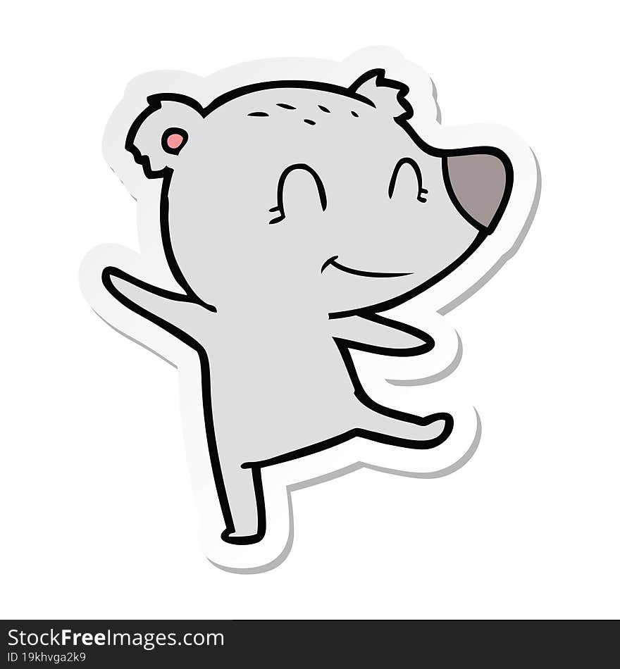 sticker of a friendly bear dancing