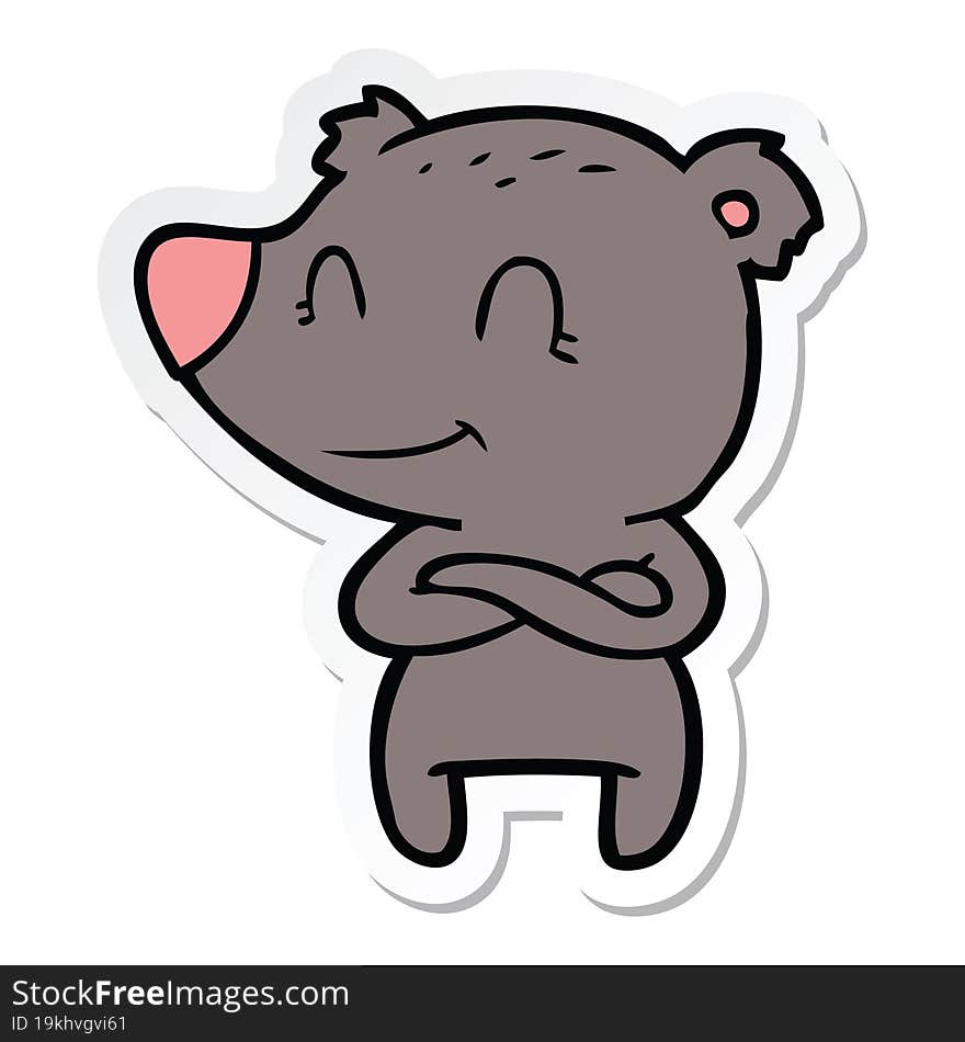 Sticker Of A Friendly Bear Cartoon