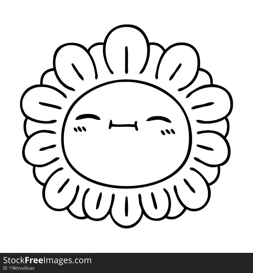 line drawing quirky cartoon flower. line drawing quirky cartoon flower