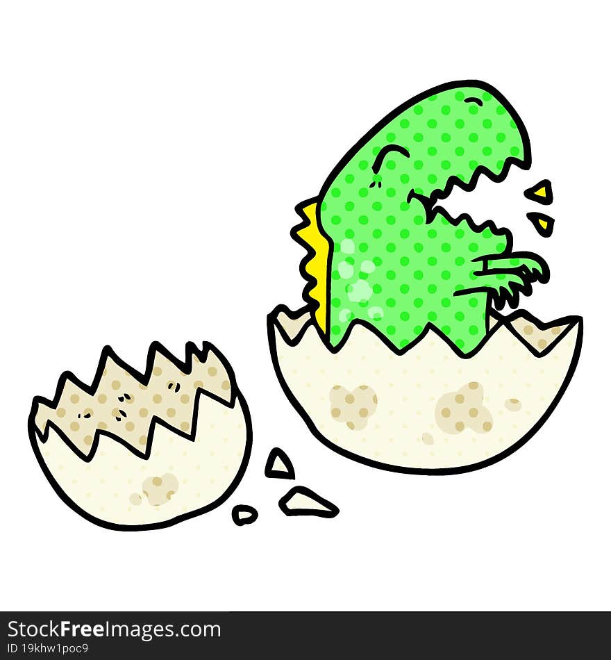 cartoon dinosaur hatching from egg. cartoon dinosaur hatching from egg