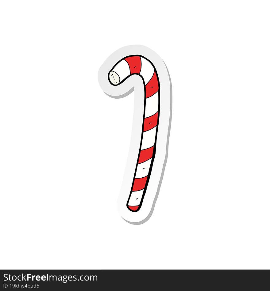 sticker of a cartoon candy cane