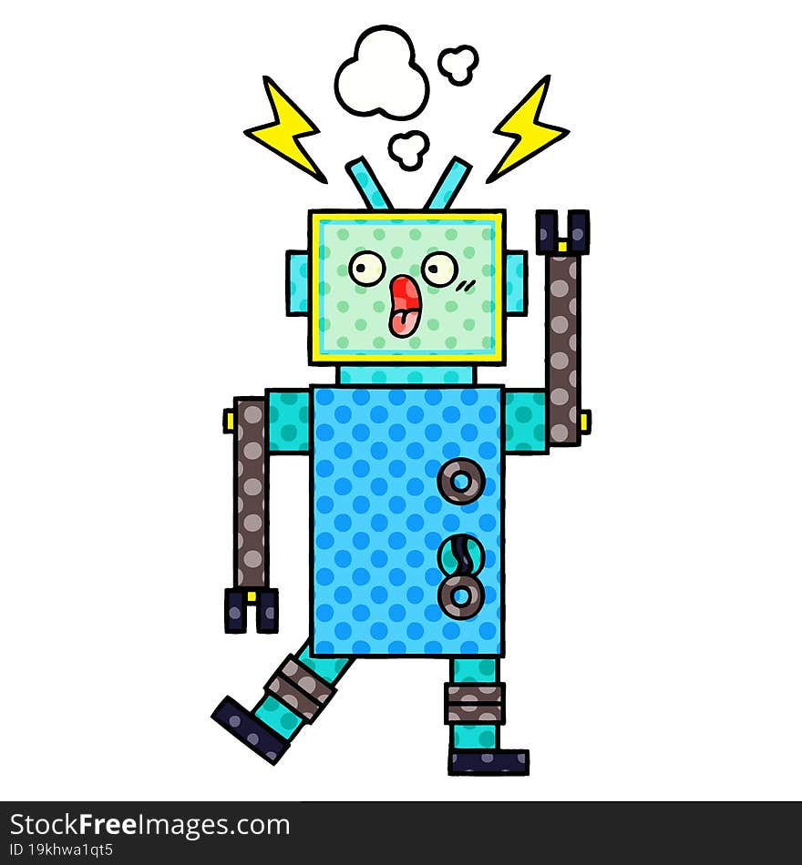 Comic Book Style Cartoon Robot