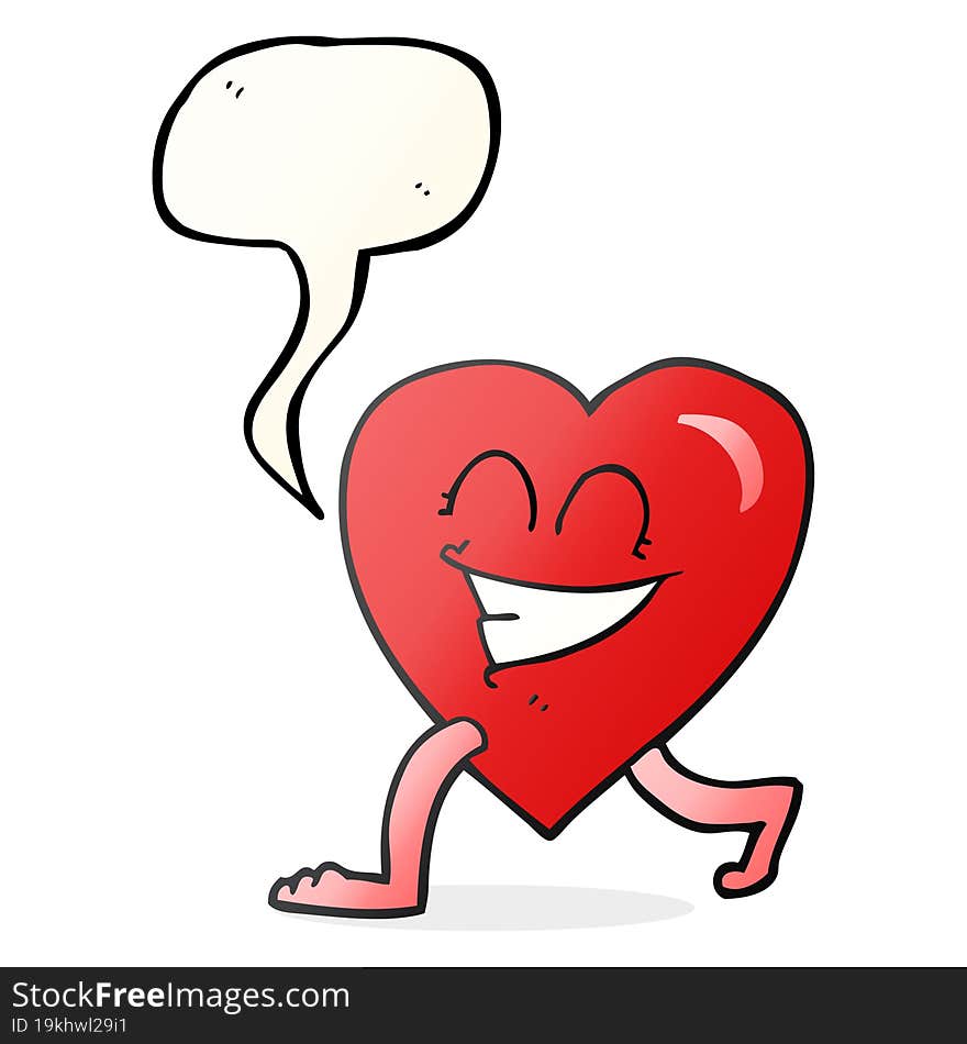 Speech Bubble Cartoon Walking Heart