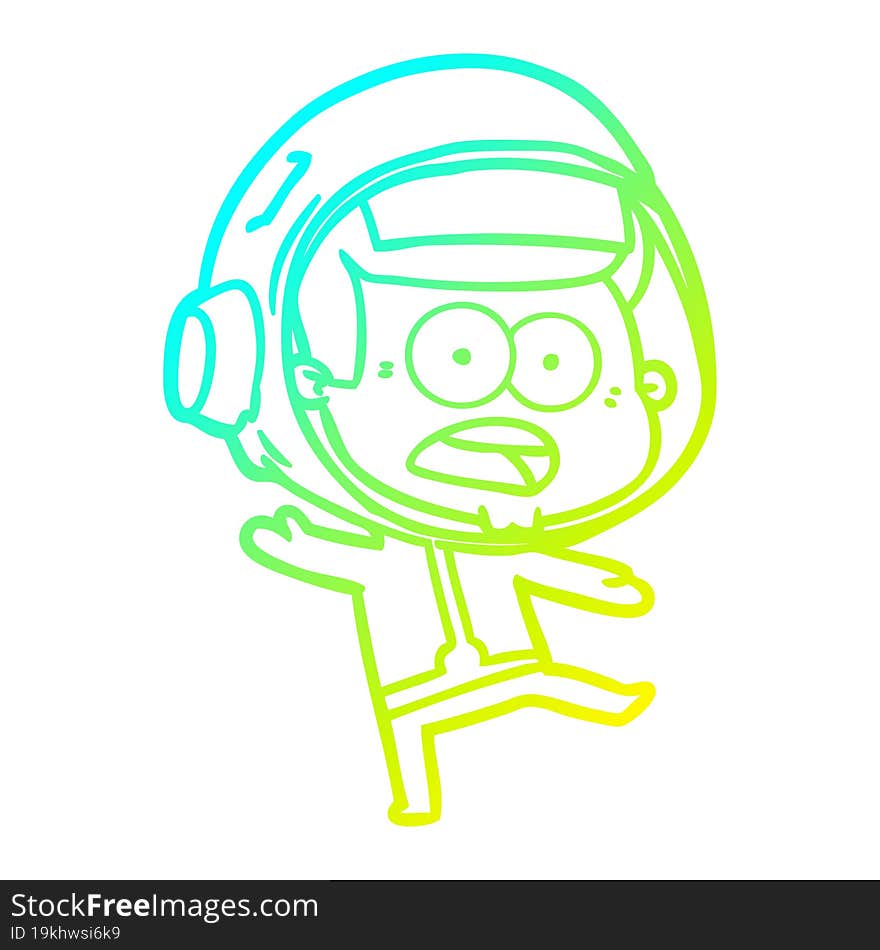 cold gradient line drawing cartoon surprised astronaut