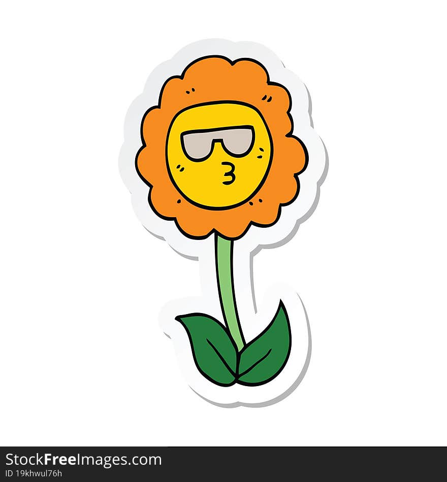 sticker of a cartoon flower