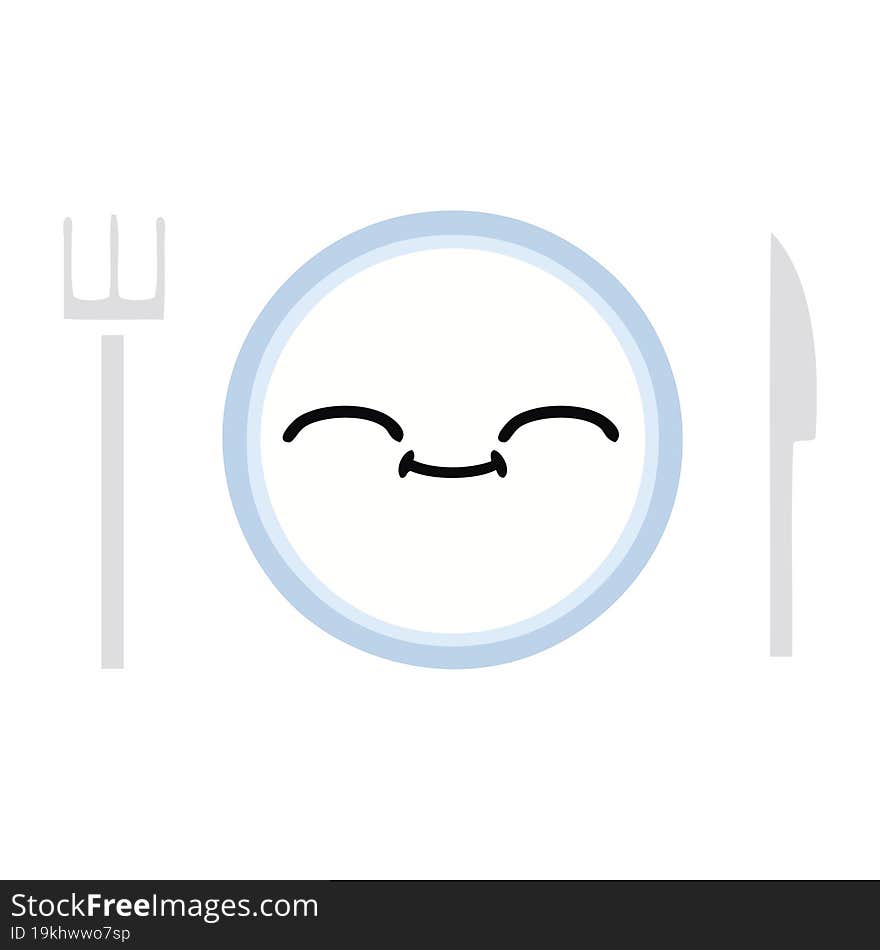 flat color retro cartoon of a dinner plate