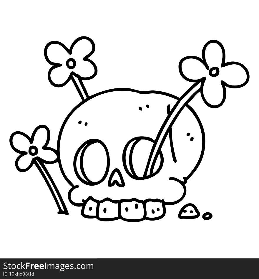 skull with flowers