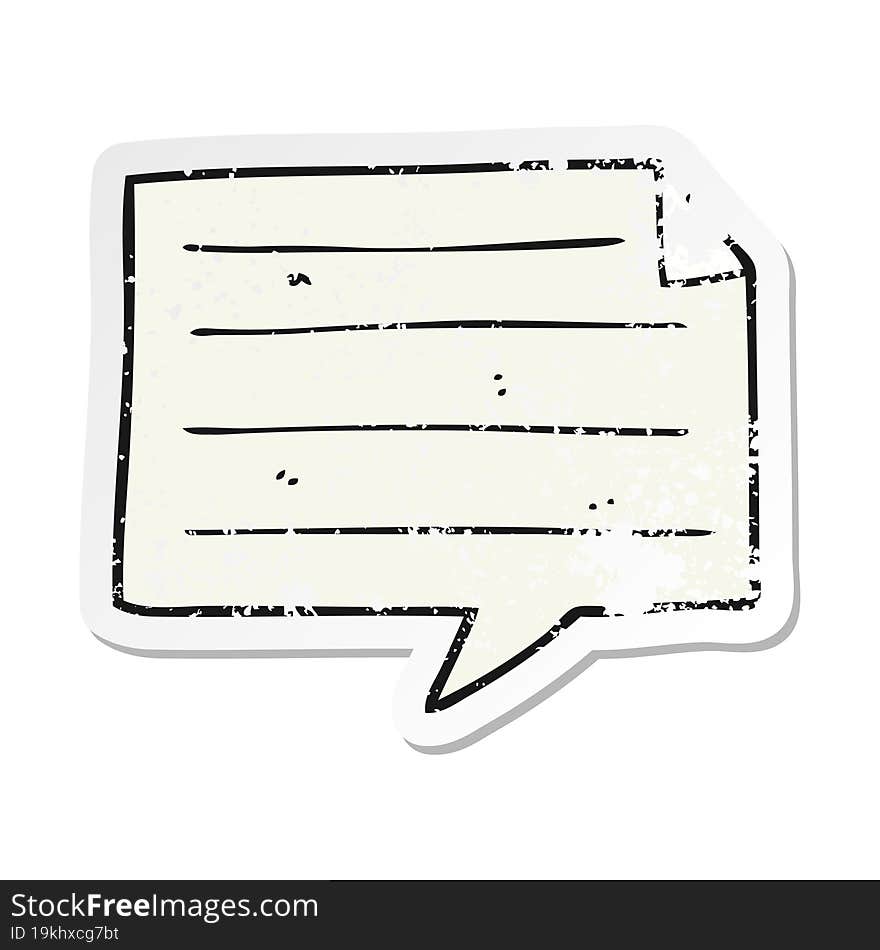 retro distressed sticker of a cartoon notes speech bubble