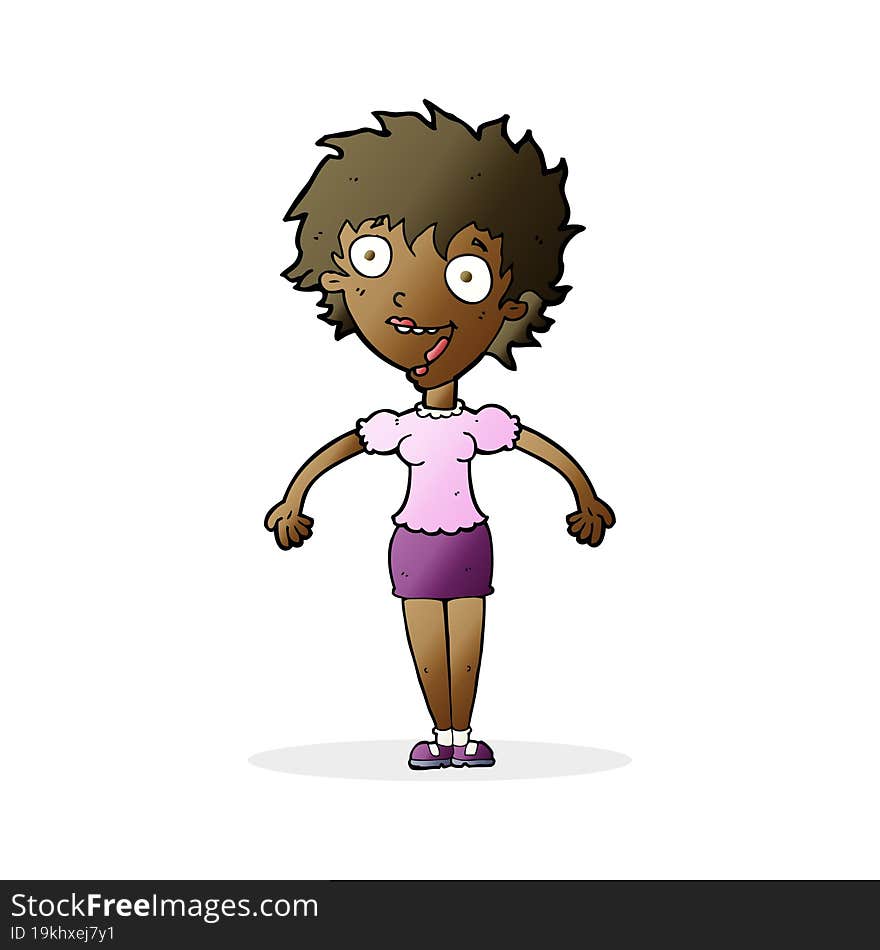 cartoon excited woman