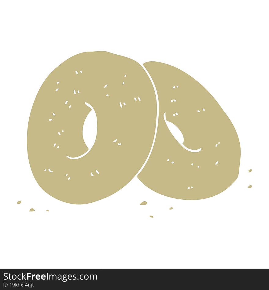 Flat Color Illustration Of A Cartoon Bagels