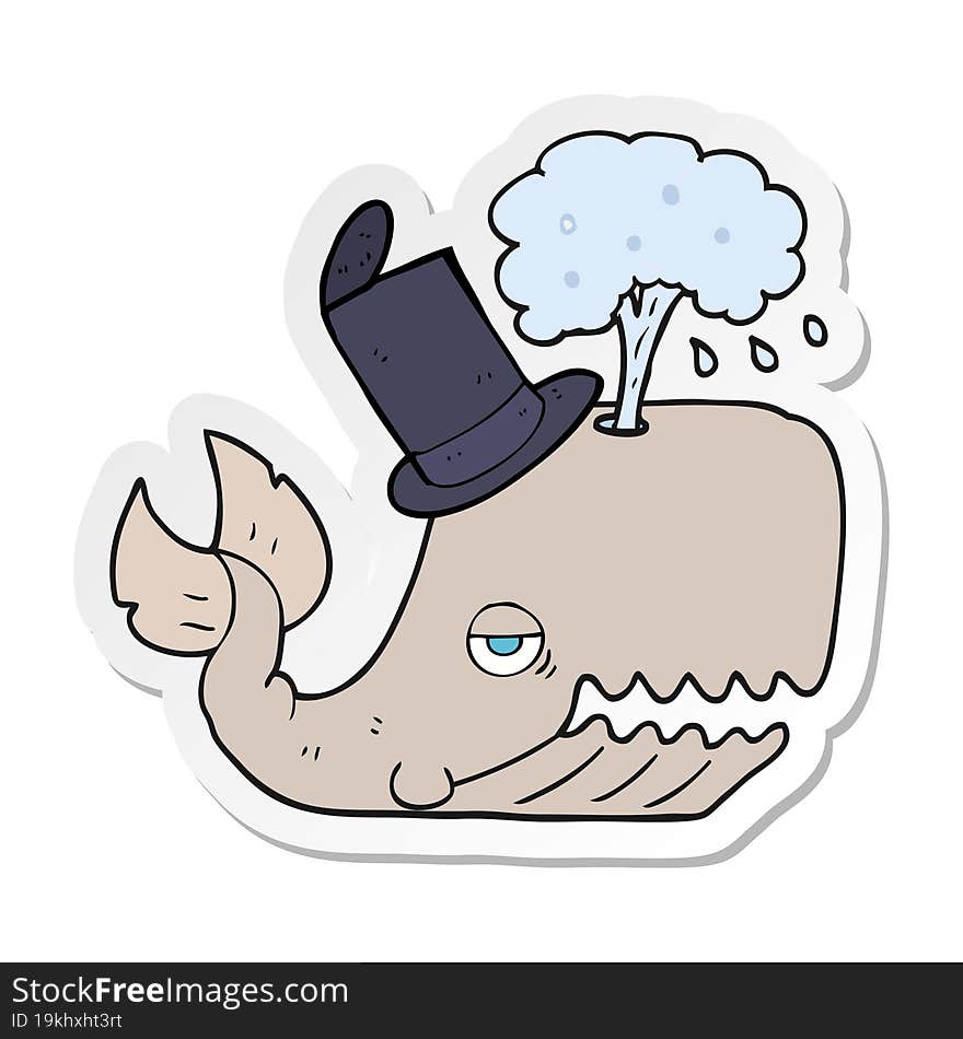 sticker of a cartoon whale spouting water